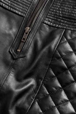 Black Leather A-Line Skirt
